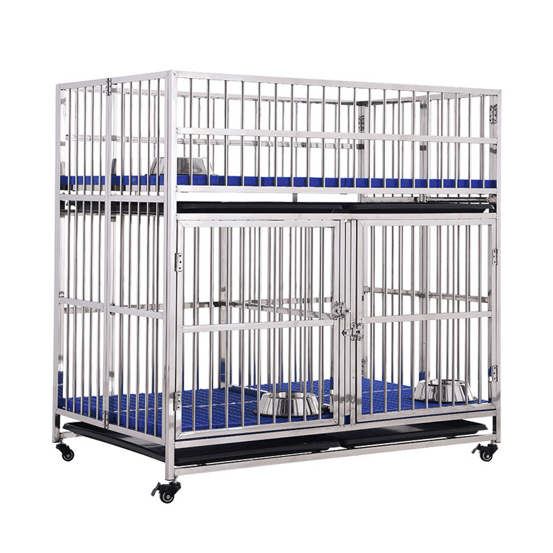 Child And Mother Two-layer Design Heavy Duty XXXL Stainless Steel Dog Crate MRC-123