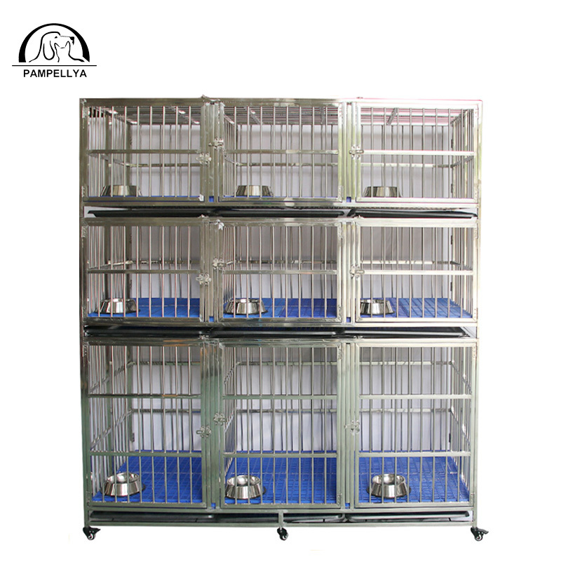 Various size 9 door stainlesssteel pet cage three layers.ZHC-184